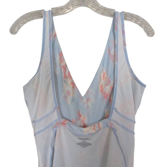 Summersalt One-Piece Women's Swimsuit 8 Abstract Pastel V-Neck Waist Tie Lined - Picture 12 of 16